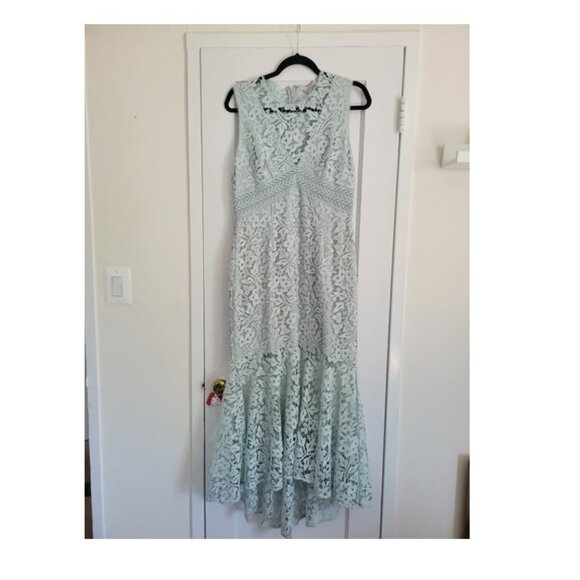ML Monique Lhuillier Light blue/green Lace Cocktail Dress - Picture 5 of 5